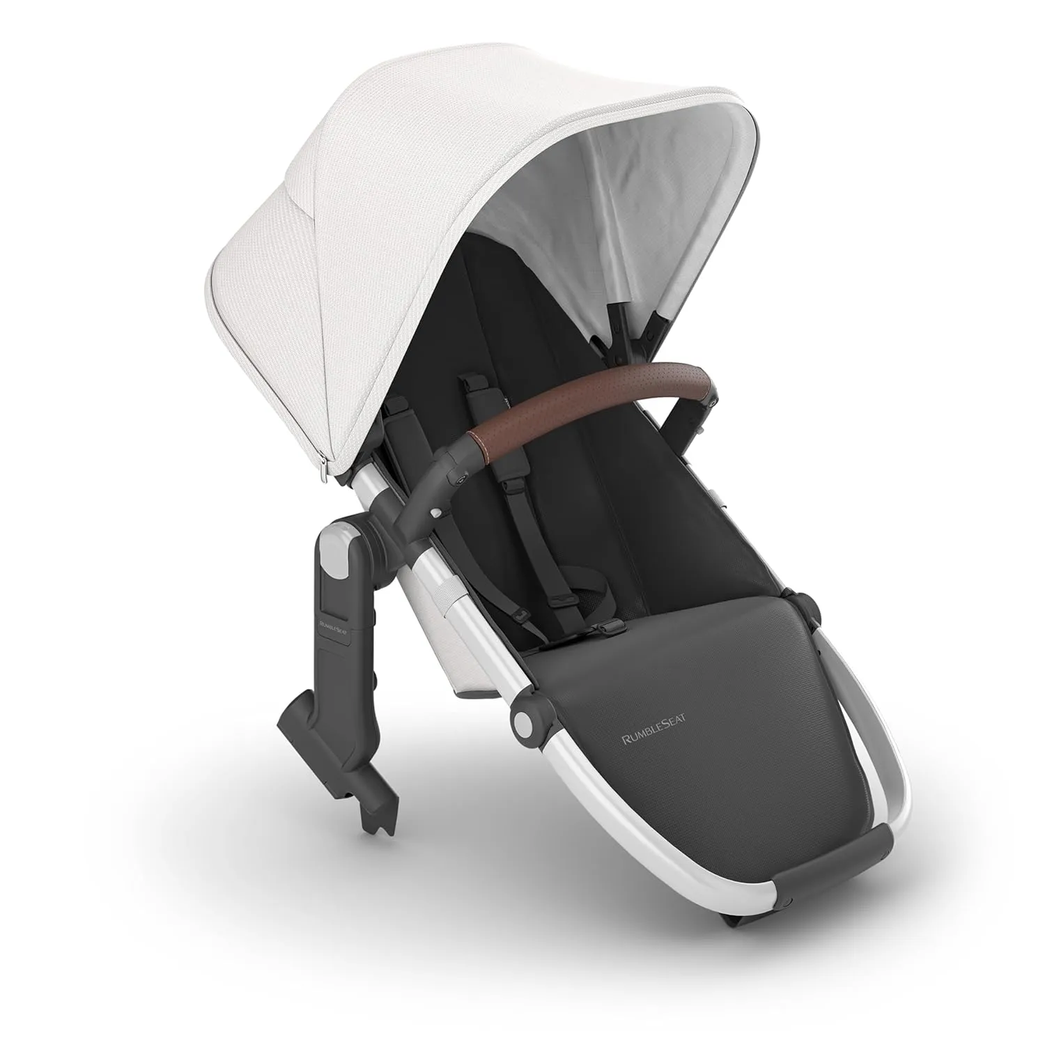 UPPAbaby RumbleSeat V2  Second Lower Seat/Compatible with Vista V2 and Vista V3 / Adapters, Bumper Bar, Bug Shield Included/Bryce (White Marl/Silver Frame/Chestnut Leather)