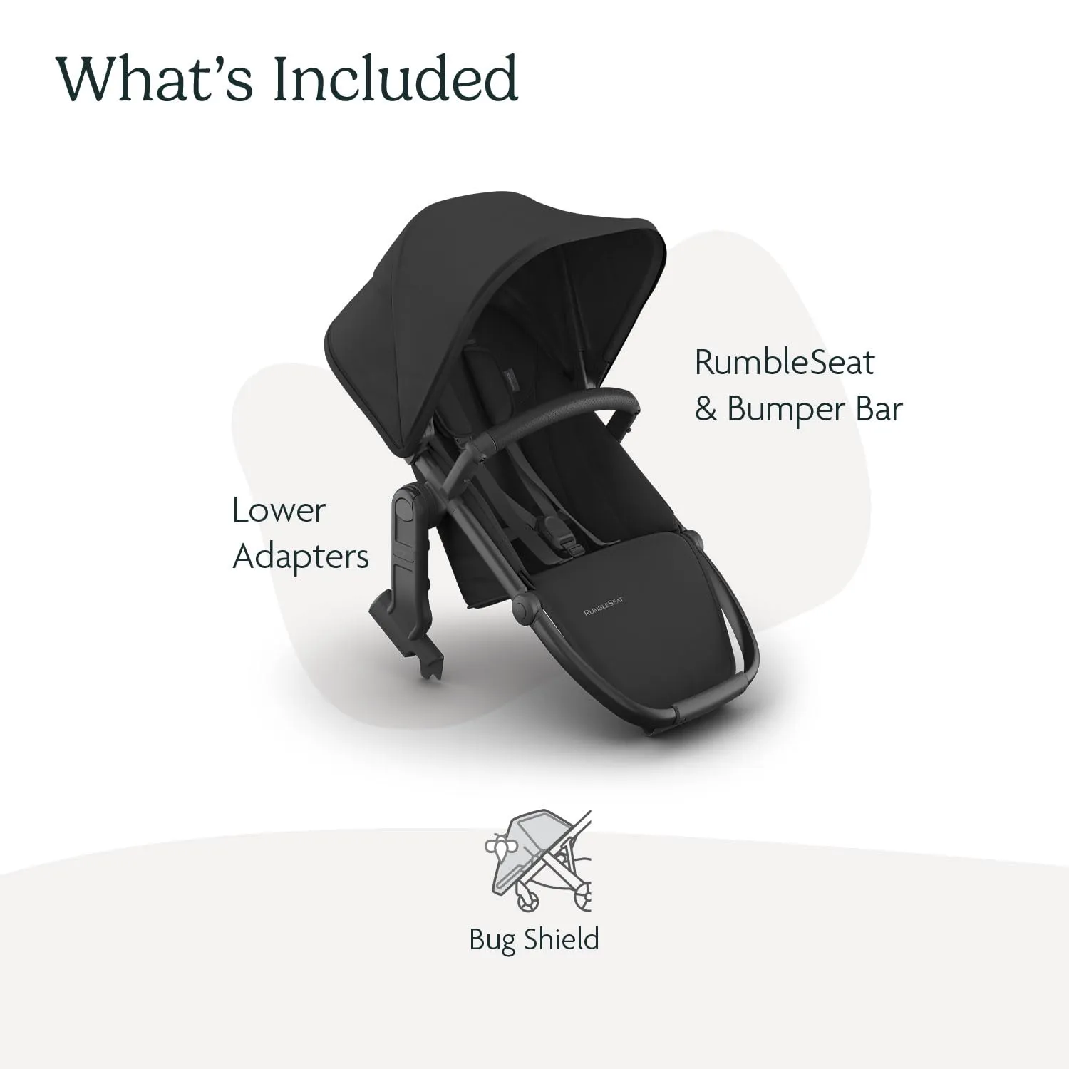 UPPAbaby RumbleSeat V3 Second Lower Seat - Compatible with Vista V2 and Vista V3 - All-Weather Seat   Magnetic Buckle – Adapters Included - Jake (Charcoal/Carbon Frame/Black Leather)