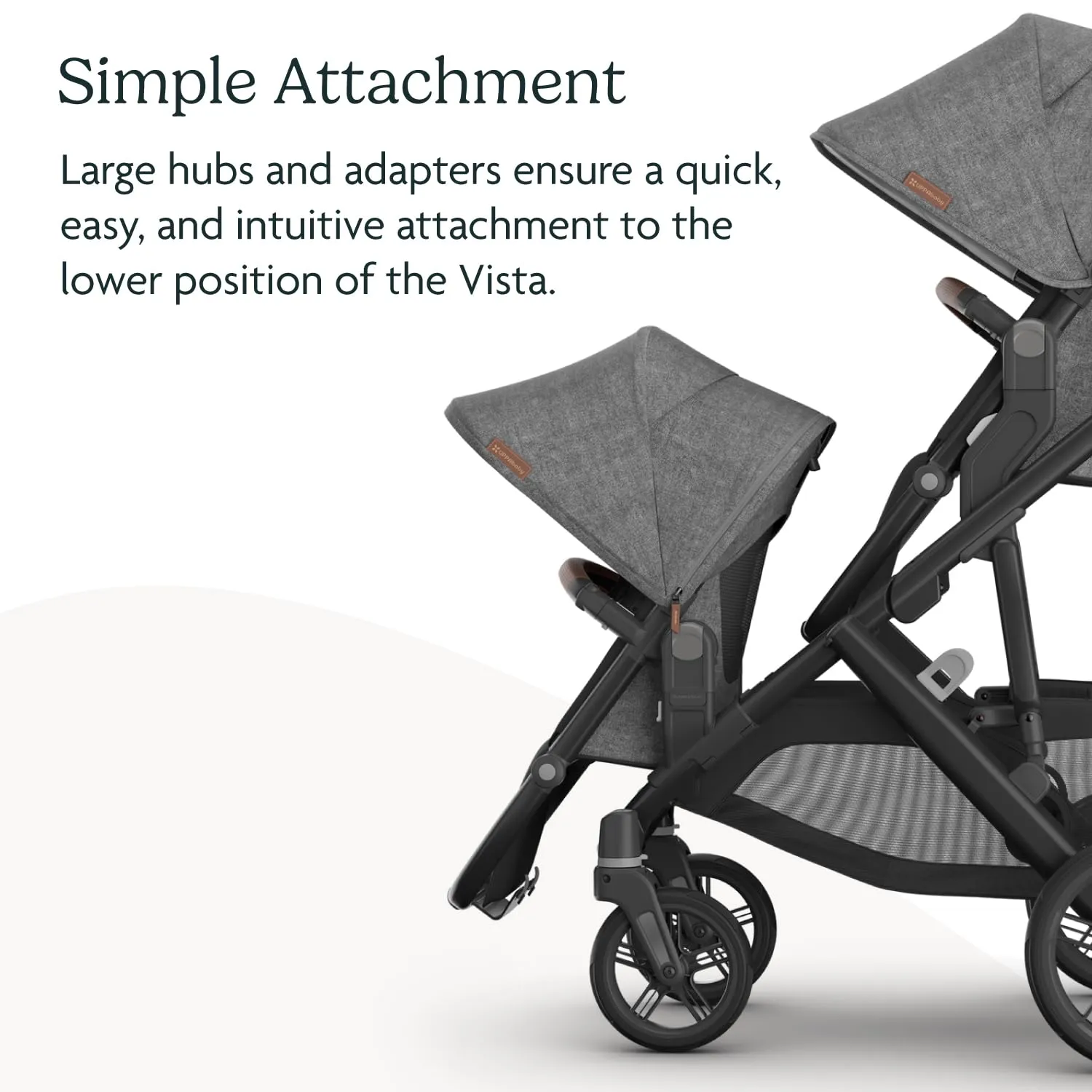 UPPAbaby RumbleSeat V3 Second Lower Seat - Compatible with Vista V2 and Vista V3 - All-Weather Seat   Magnetic Buckle – Adapters Included - Jake (Charcoal/Carbon Frame/Black Leather)