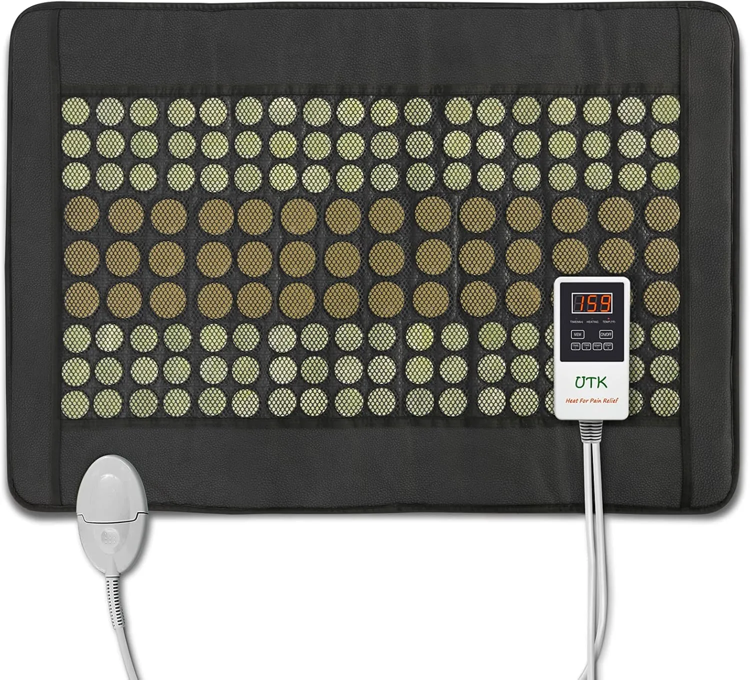UTK Infrared Heating Pads for Back, Far Infrared Heating Pad for Pain Relief, FSA HSA Eligible, 108 Jade & 42 Tourmaline Stones, Auto Shut Off, Temperature and Time Adjustable, 21" x 31''|Gift for Dad