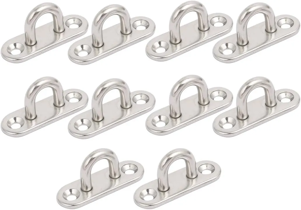 uxcell 316 Stainless Steel 5mm Thick Ring Oblong Sail Shade Pad Eye Plate Boat Rigging 10pcs