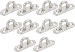 uxcell 316 Stainless Steel 5mm Thick Ring Oblong Sail Shade Pad Eye Plate Boat Rigging 10pcs