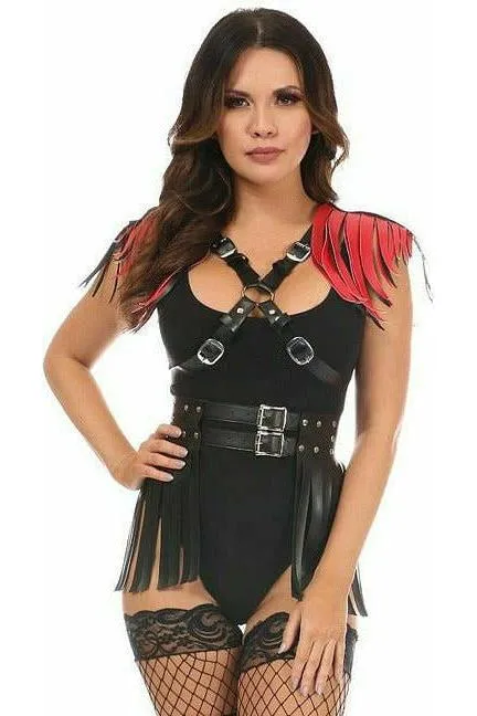 Vegan Leather Body Harness w/Fringe