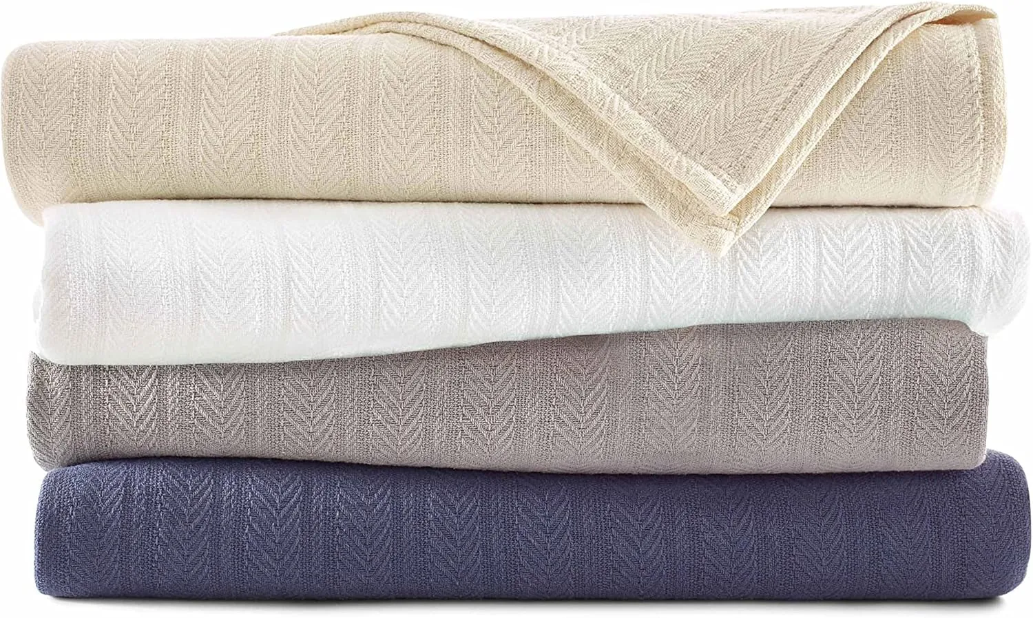 Vellux 100% Cotton Blanket - Soft, Breathable, Cozy & Lightweight Thermal Blanket All-Season Twin Size Perfect for Layering Bed, Couch & Sofa - Hotel Quality (66 x 90 Inch, Grey)