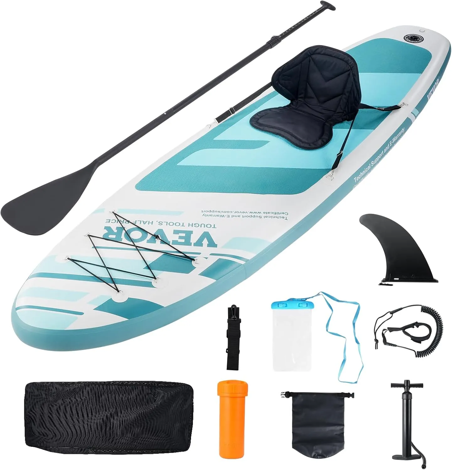 VEVOR Inflatable Stand Up Paddle Board, with Board Accessories, Pump, Paddle, Fin, Phone Bag, Backpack, Ankle Leash, Repair Kit, Non-Slip Deck for Youth & Adults