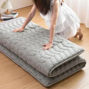 Vibe bear Premium 3.5" Thick Japanese Futon Floor Mattress - Queen Size 60"x80" - 100% High-Density Foam,Foldable Floor Mattress,Comfortable Tatami Mat for Dorm,Bedroom,or Guest Room(Hemp Gray)