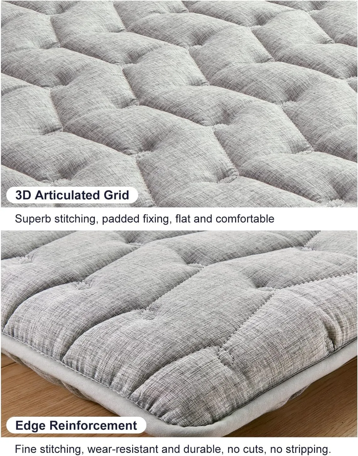 Vibe bear Premium 3.5" Thick Japanese Futon Floor Mattress - Queen Size 60"x80" - 100% High-Density Foam,Foldable Floor Mattress,Comfortable Tatami Mat for Dorm,Bedroom,or Guest Room(Hemp Gray)