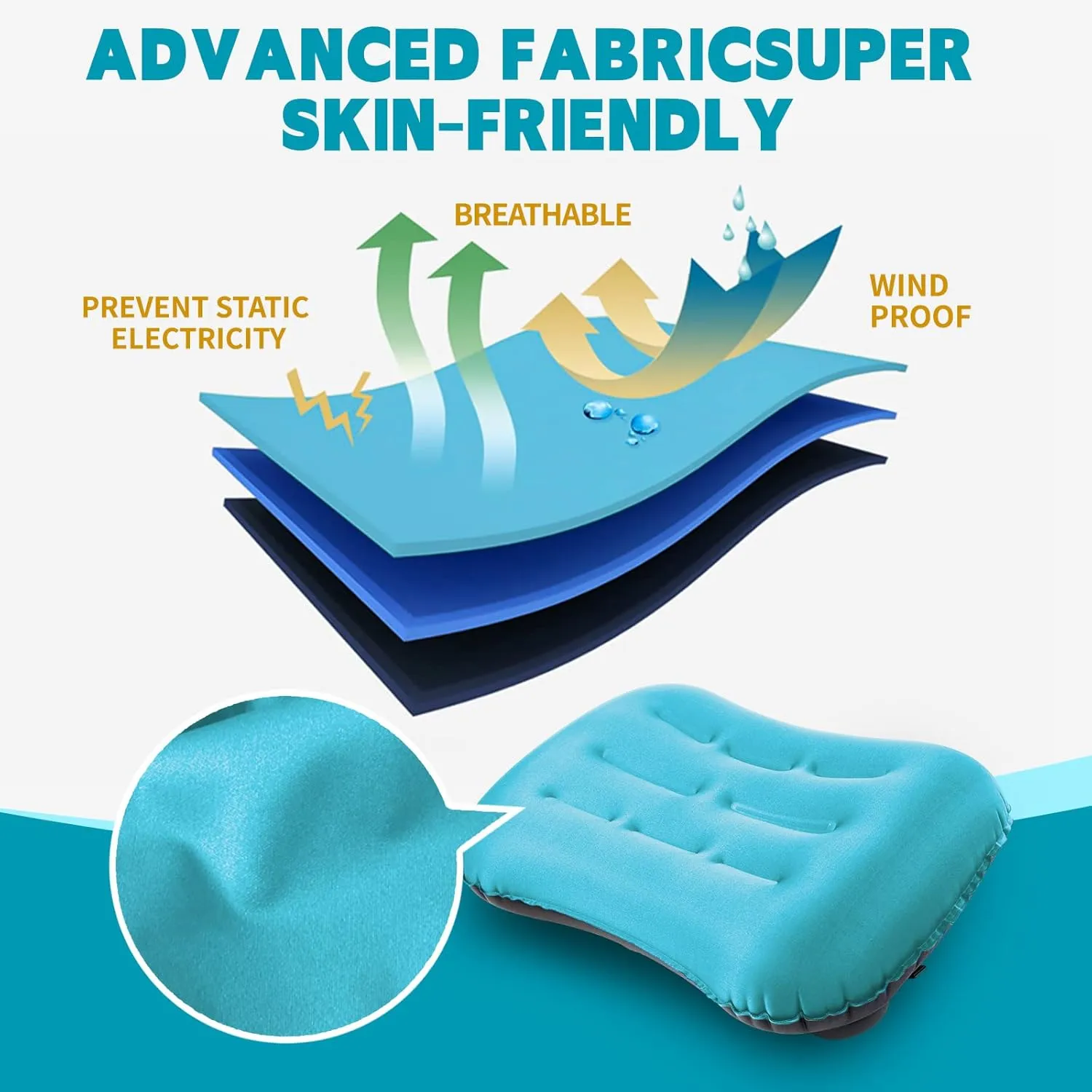 VICKSONGS Inflatable Camping Pillow for Sleeping Ultralight - Camp Pillow, Inflatable Pillow for Camping, Camping Inflatable Pillow, Hiking Pillow, Backpacking Pillow (Blue)