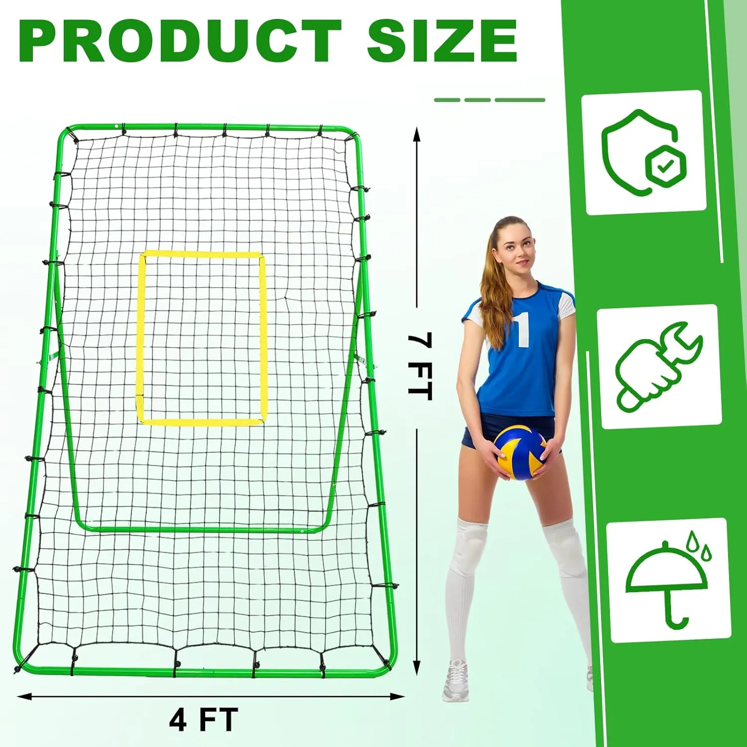 Volleyball Rebounder Net - Bounce Back Net Baseball Throwing Trainer for Adults Pitching Training Practice Soccer Softball Sport Equipment