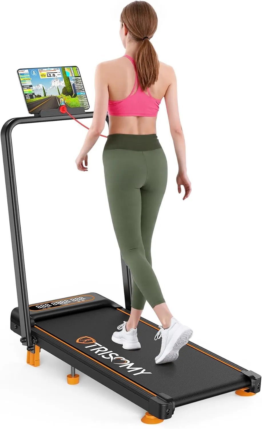 Walking Pad with Incline & Handle Bar, 3.5HP Walking Pad 300  LB Capacity, Under Desk Treadmill Foldable, Compact Small Walking Pad for Home Office