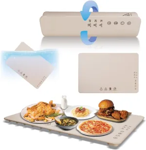 Warming Mat for Food: Portable 10s Fast Heating Electric Warming Tray Rollable Silicone Heating Mat for Food Adjustable 3 Level Temperature,Timer, Child Lock Food Warmer Mat for Parties,Countertop