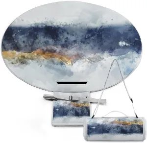 Watercolor Abstract Mountain Range Round Picnic Blanket with Carry Strap Foldable Portable 3-Layer Waterproof Beach Blanket for Outdoor Camping Summer Beach Mat 60 Inchs Diameter
