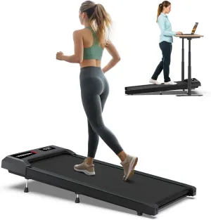 WELLFIT Walking Pad with 10% Incline, Under Desk Treadmills with Voice Control Mute Remote,Lightweight Portable Treadmill for Home Small Office, 2.5HP Quiet Walking Pads Work with KINOMAP Apple Health