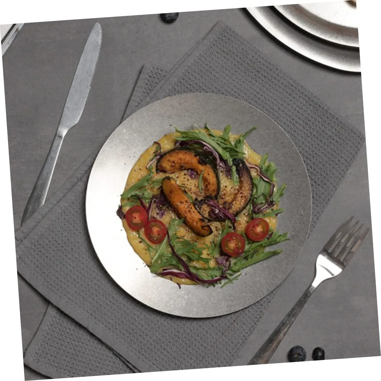 Western Style Stainless Steel Plate Dinner and Dessert Camping and Hiking Smooth Edges Easy to Maintain