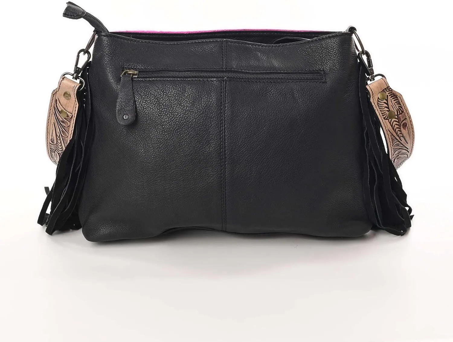 Women Natural Cowhide Leather Ladies Leather Purse Handbag With Adjustable Detachable Strap