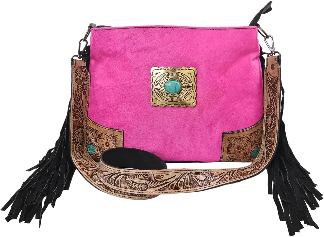 Women Natural Cowhide Leather Ladies Leather Purse Handbag With Adjustable Detachable Strap