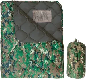 Woobie Blanket, Thermal Insulated Military Poncho Liner, Water-Resistant, Portable, Insulation, for Hiking, Survival with Compression Carry Bag (Marpat)