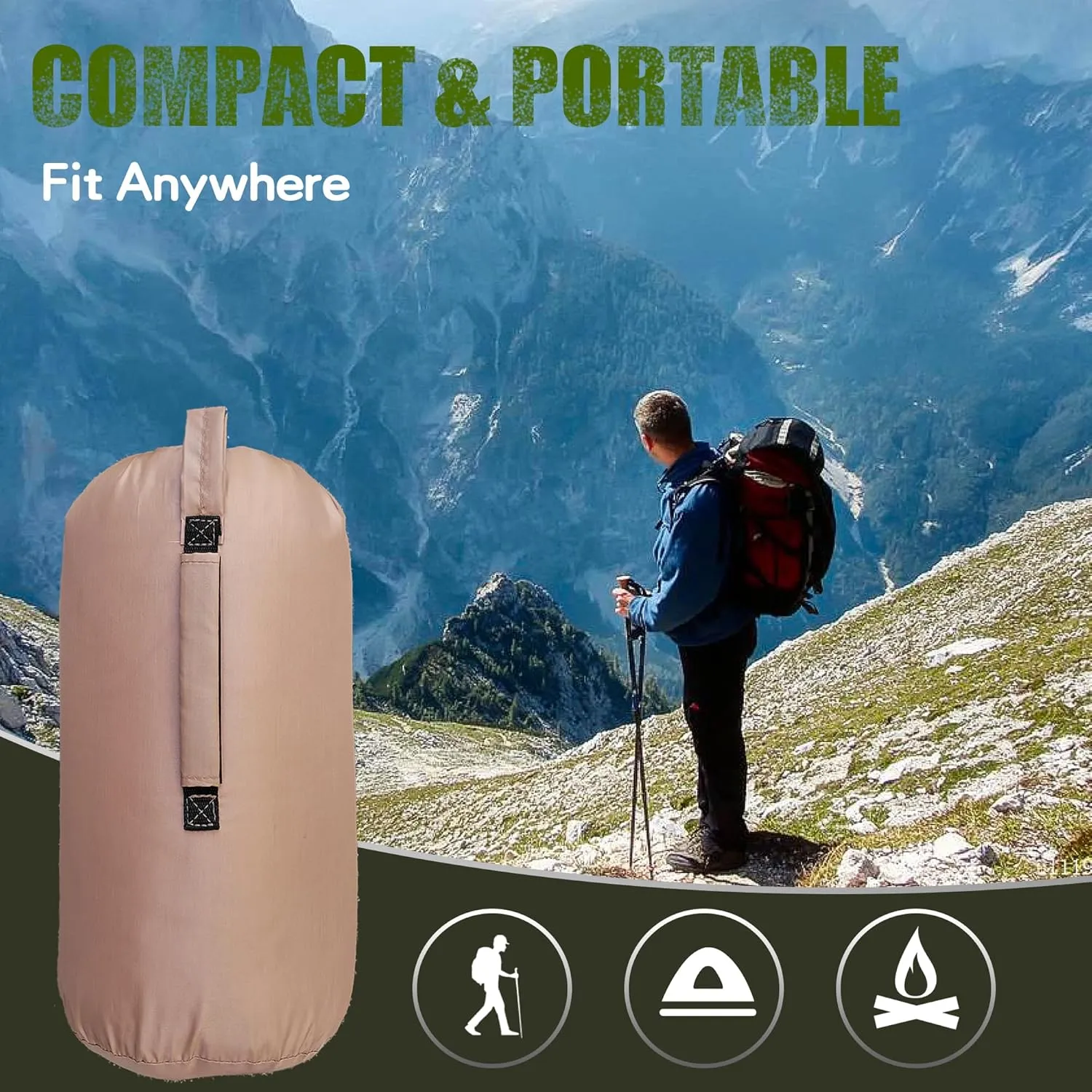 Woobie Blanket, Thermal Insulated Military Poncho Liner, Water-Resistant, Portable, Insulation, for Hiking, Survival with Compression Carry Bag (Od - Coyote)