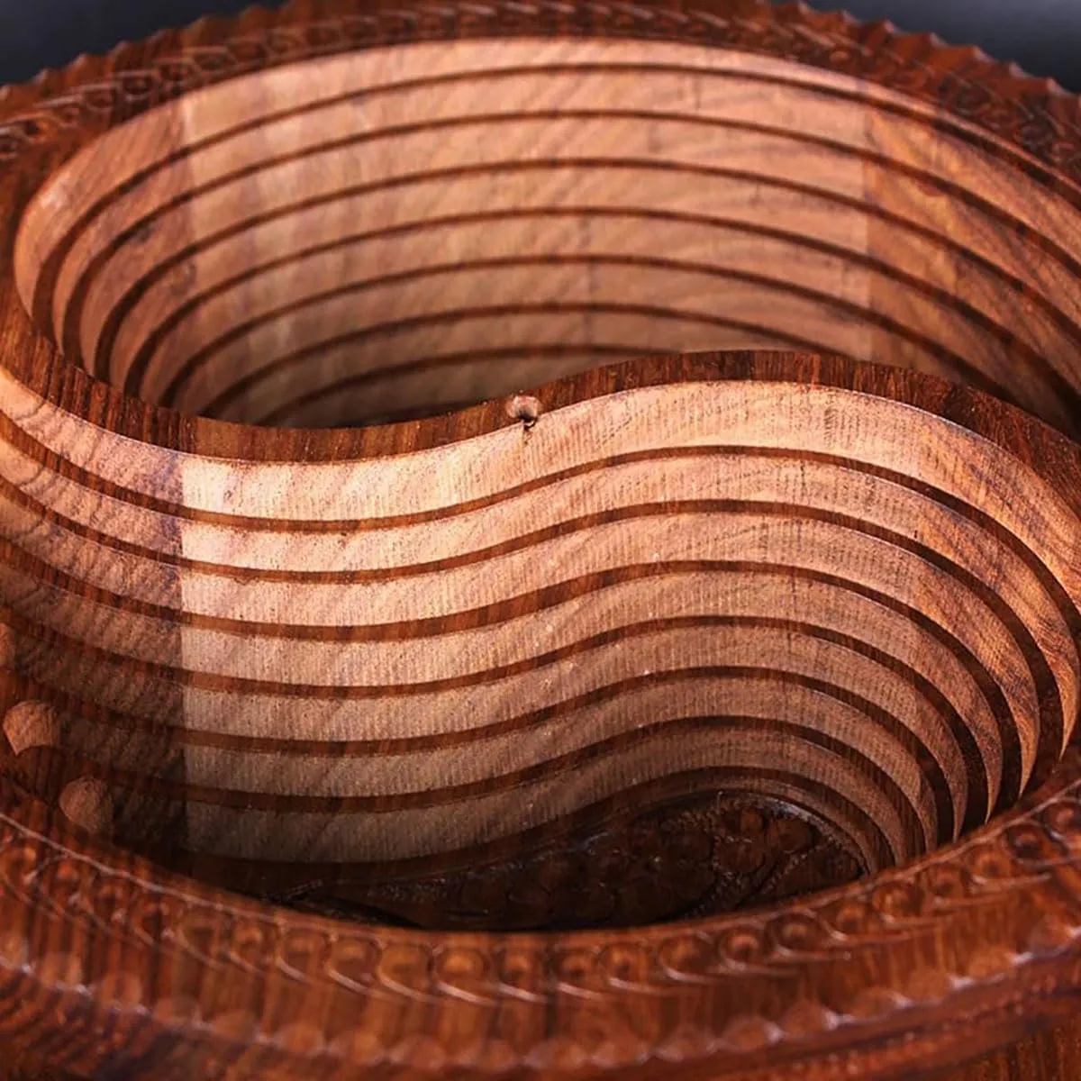 Wooden Fruit Basket,Handmade Wood Carving Fruit Plate Collapsible Fruit Basket Bamboo Dried Fruit Basket Wooden Bowls for Home Decoration (Four grid), One size fits all