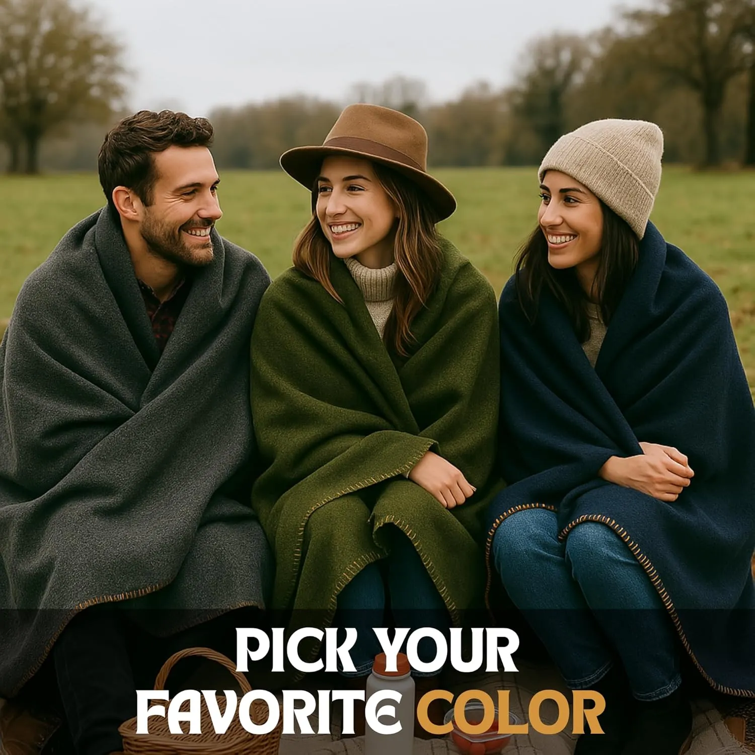 Wool Camping Blanket – 70% Wool Heavy-Duty Military Style Throw, Warm & Washable, Fire Retardant Cover for Emergency, Survival & Outdoor Use – Perfect for Camping, Car, Home & Hiking, Olive 62x84