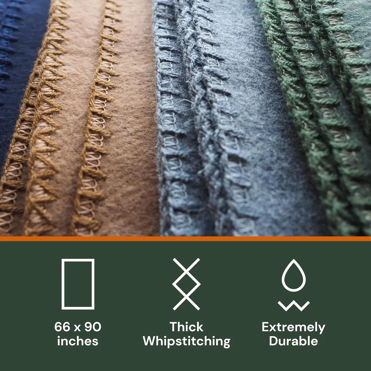 Woolly Mammoth Merino Wool Blanket - Large 66" x 90", 4LBS Camp Blanket | Thick Cabin Outdoors Throw, Cold Weather, Emergency, Camping Gear, Hiking, Survival, Army, Outside, Twin Size Bed, Tan Color