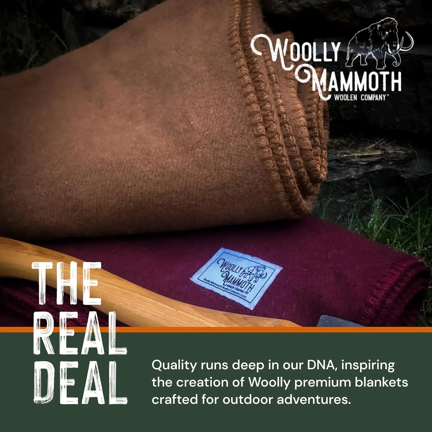 Woolly Mammoth Merino Wool Blanket - Large 66" x 90", 4LBS Camp Blanket | Thick Cabin Outdoors Throw, Cold Weather, Emergency, Camping Gear, Hiking, Survival, Army, Outside, Twin Size Bed, Tan Color