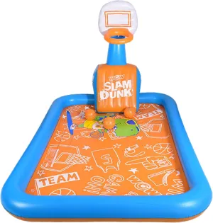 WOW Sports Hoops Splash Pad, Large Sprinkler Splash Pad for Kids with Inflatable Hoops and Basketballs