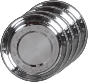 Xyskin 4-Piece Stainless Steel Round Plates, Metal Camping Plates