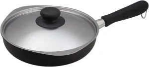 Yanagi Sori Iron Frying Pan With Non-Stick Magma Plate, Induction Compatible, 8.7 Inches (22 cm), Lid Included, Good Oil Friendly, Quick Heat Conduction, Easy to Pour