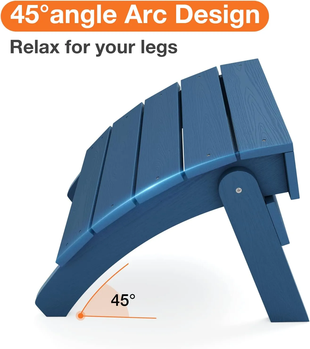 YEFU Adirondack Ottoman Set of 2, Patio Foot Rest, Adirondack Foot Rest, Folding Adirondack Footstool, Weather Resistant for Adirondack Chair, Widely Used for Outdoor, Backyard, Fire Pits-Navy Blue
