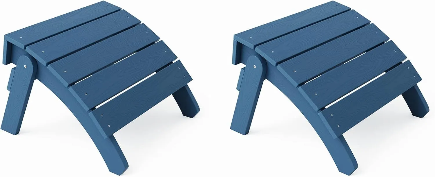 YEFU Adirondack Ottoman Set of 2, Patio Foot Rest, Adirondack Foot Rest, Folding Adirondack Footstool, Weather Resistant for Adirondack Chair, Widely Used for Outdoor, Backyard, Fire Pits-Navy Blue