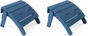YEFU Adirondack Ottoman Set of 2, Patio Foot Rest, Adirondack Foot Rest, Folding Adirondack Footstool, Weather Resistant for Adirondack Chair, Widely Used for Outdoor, Backyard, Fire Pits-Navy Blue