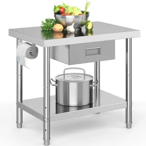 YITAHOME 36" × 24" Stainless Steel Table with Paper Towel Holder and Drawer, NSF Work Table with Drawer, Metal Table Prep Table for Home Kitchen Restaurant Garage Warehouse