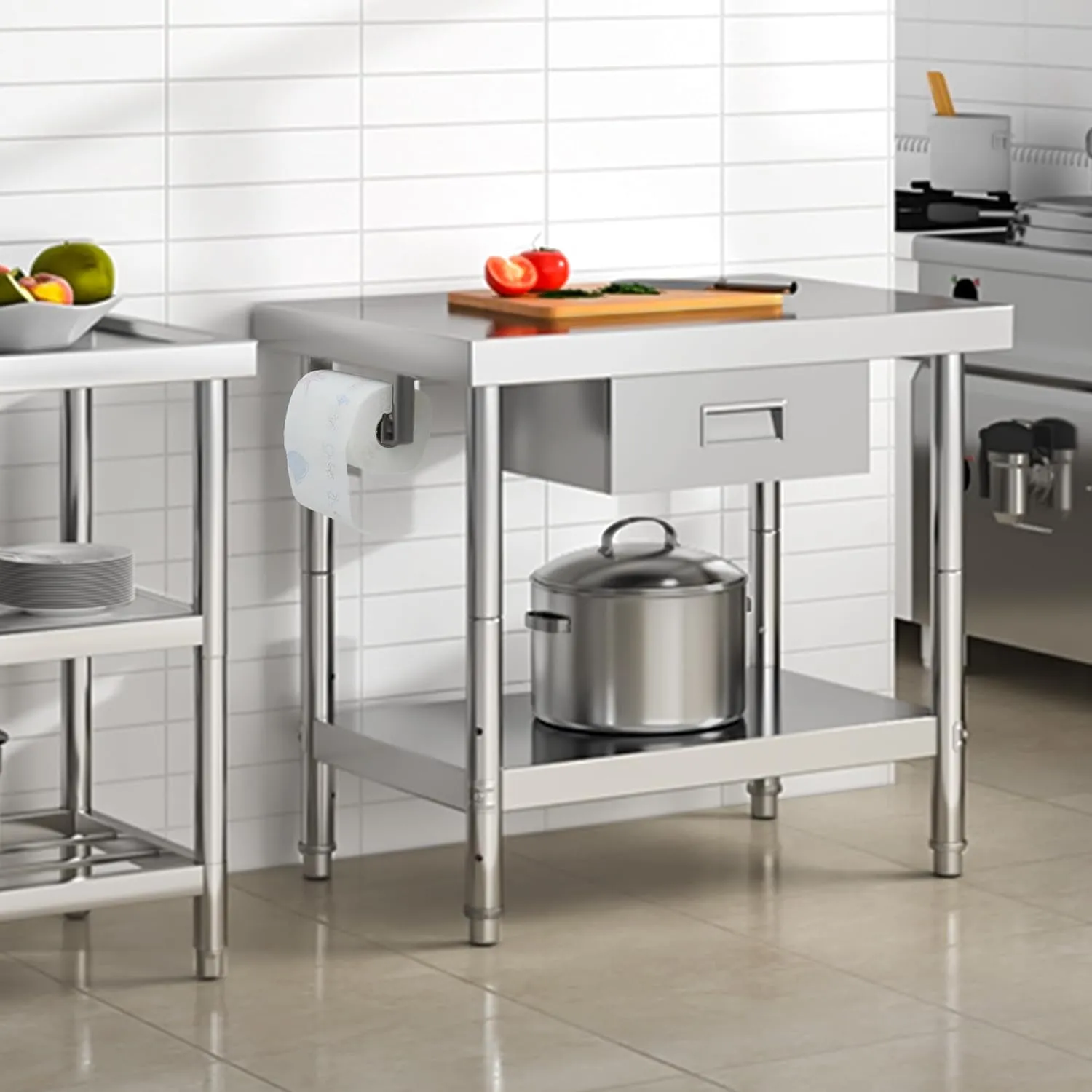 YITAHOME 36" × 24" Stainless Steel Table with Paper Towel Holder and Drawer, NSF Work Table with Drawer, Metal Table Prep Table for Home Kitchen Restaurant Garage Warehouse