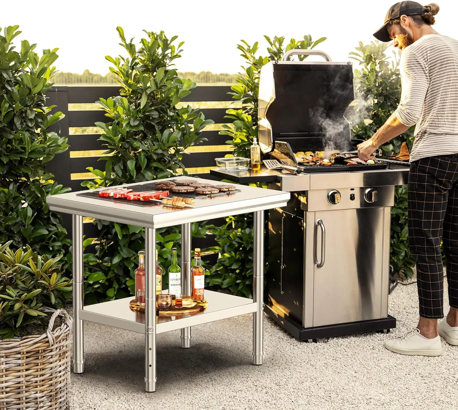 YITAHOME NSF Stainless Steel Table, 30" X 24" Work Table, 2 Shelves Metal Prep Worktable for Home Kitchen Restaurant Garage Warehouse Outdoor