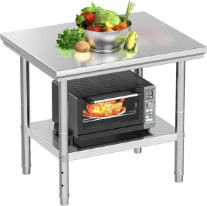 YITAHOME NSF Stainless Steel Table, 30" X 24" Work Table, 2 Shelves Metal Prep Worktable for Home Kitchen Restaurant Garage Warehouse Outdoor