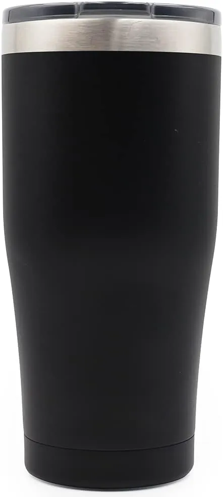 Yukon Outfitters Freedom High Grade 18/8 Corrosion-Resistant Stainless Steel Double Wall Vacuum Insulated Tumbler (20 oz/ 590ml) - 7.3" H x 3.4" Top dia. / 2.7" Bottom dia., Black