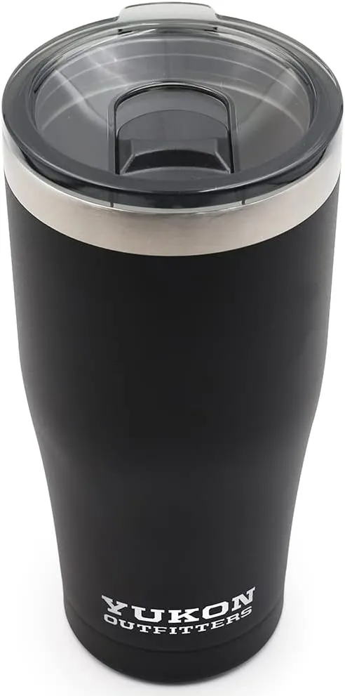 Yukon Outfitters Freedom High Grade 18/8 Corrosion-Resistant Stainless Steel Double Wall Vacuum Insulated Tumbler (20 oz/ 590ml) - 7.3" H x 3.4" Top dia. / 2.7" Bottom dia., Black