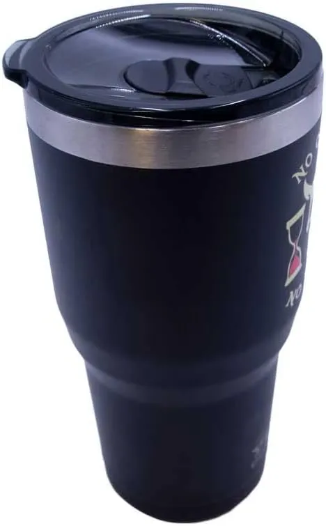 Yukon Outfitters Freedom High Grade 18/8 Stainless Steel Double Wall Vacuum Insulated Tumbler (30oz / 890ml) - 7.85" H x 3.9" Top Dia. / 2.9" Bottom dia., Black with 'No Quarter' Pirate print