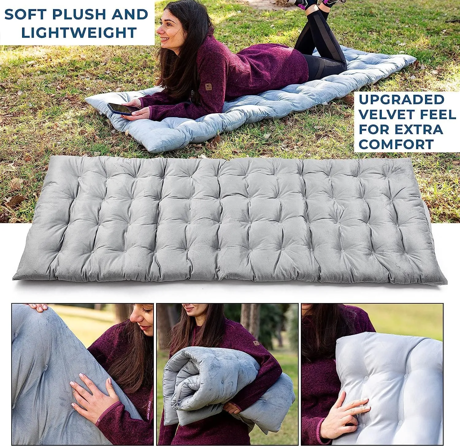 Zento Camping Cot Mattress Foam Pad for Adults – Thick Soft Ultra Comfort Sleeping Pad for Traveling Hiking Outdoor or Indoor Use – Lightweight Easy to Carry Foldable Waterproof Adult Cot Mattress