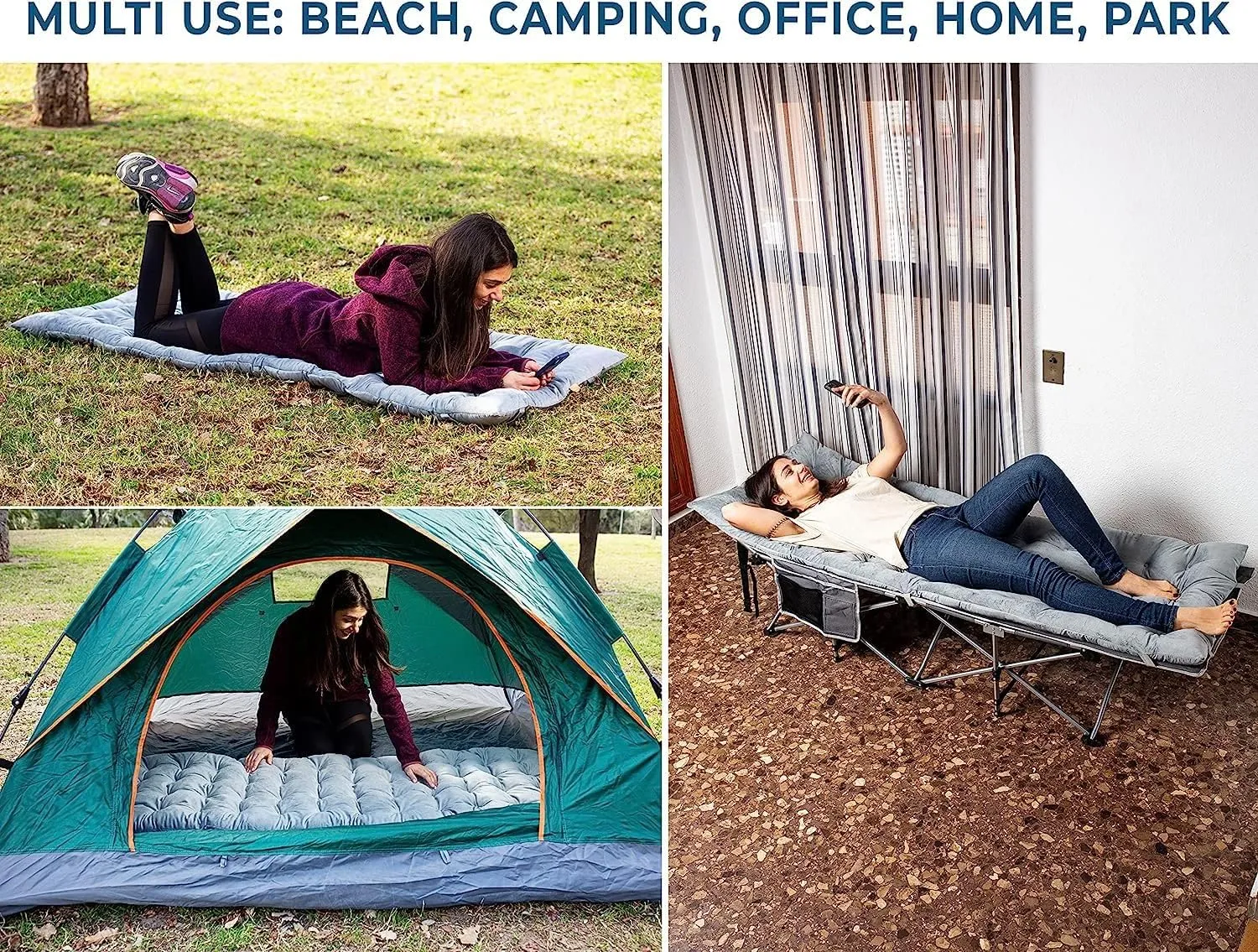 Zento Camping Cot Mattress Foam Pad for Adults – Thick Soft Ultra Comfort Sleeping Pad for Traveling Hiking Outdoor or Indoor Use – Lightweight Easy to Carry Foldable Waterproof Adult Cot Mattress
