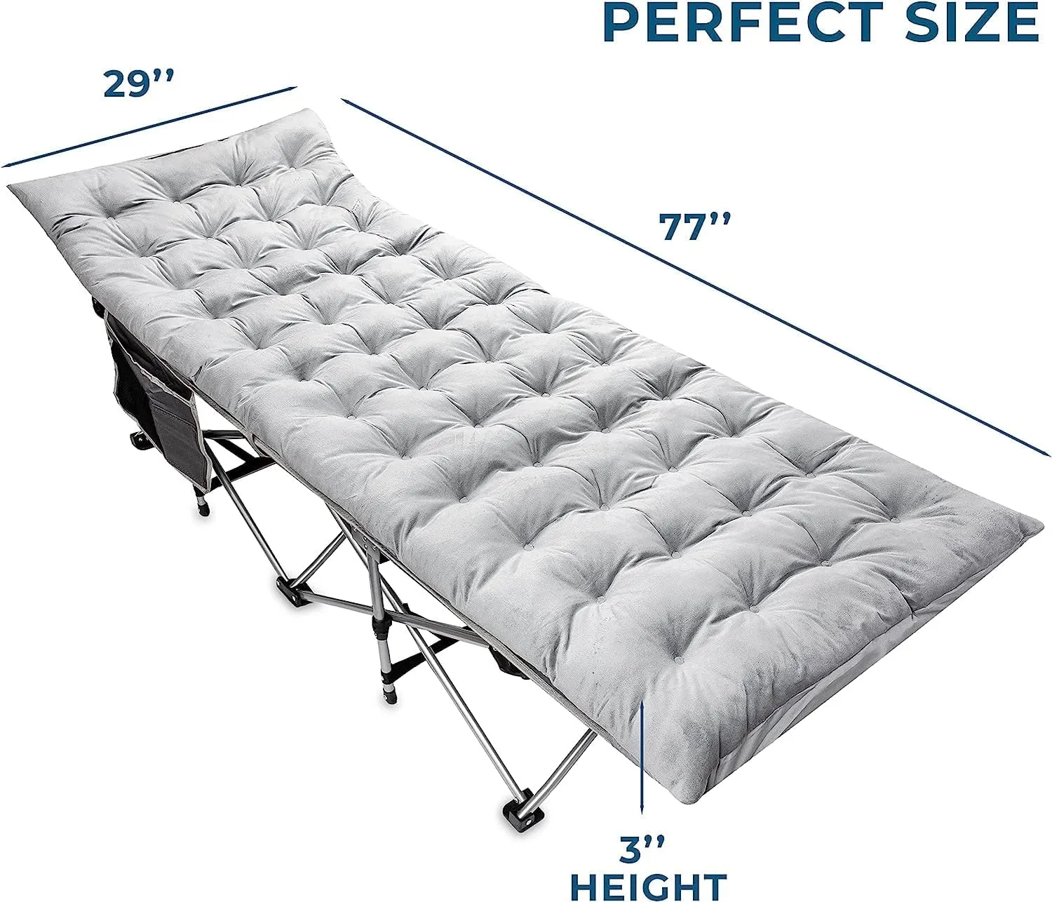 Zento Camping Cot Mattress Foam Pad for Adults – Thick Soft Ultra Comfort Sleeping Pad for Traveling Hiking Outdoor or Indoor Use – Lightweight Easy to Carry Foldable Waterproof Adult Cot Mattress