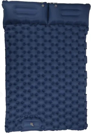 ZJchao Double Inflatable Camping Sleeping Pads Ergonomic Nylon Mat for Outdoor Navy