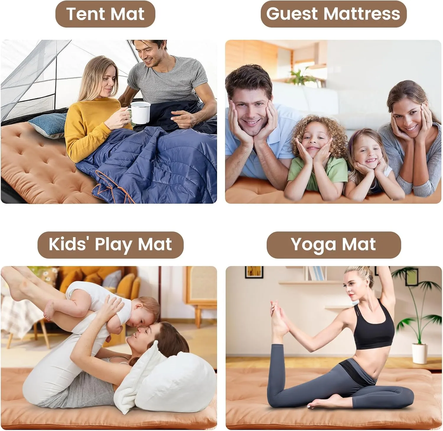 ZonLi Japanese Floor Futon Mattress Twin Size 39"x 80",100% Cotton 2.5'' Thicken Tatami Mattress,Foldable Sleeping Pad,Portable Dormitory Tatami Mat,Roll Up Floor Lounger Bed for Adult (Burro)