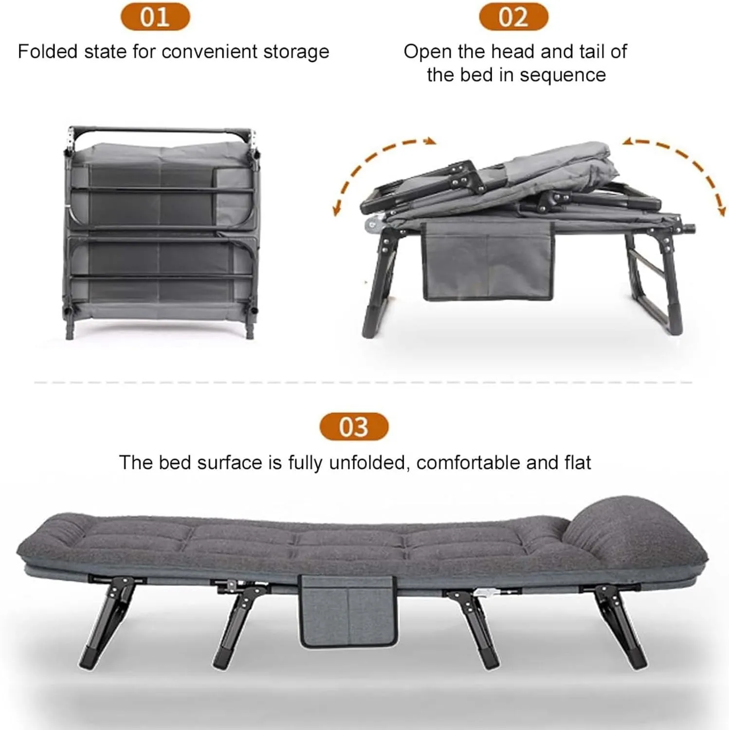 ZTGL A,200x66cm, Outdoor Folding Cot, Folding Camping Cot for Adults, Oversized Sleeping Cot with Mattress, Portable Sleeping Bed for Camp Office Use, Sunbathing Lounge Chairs