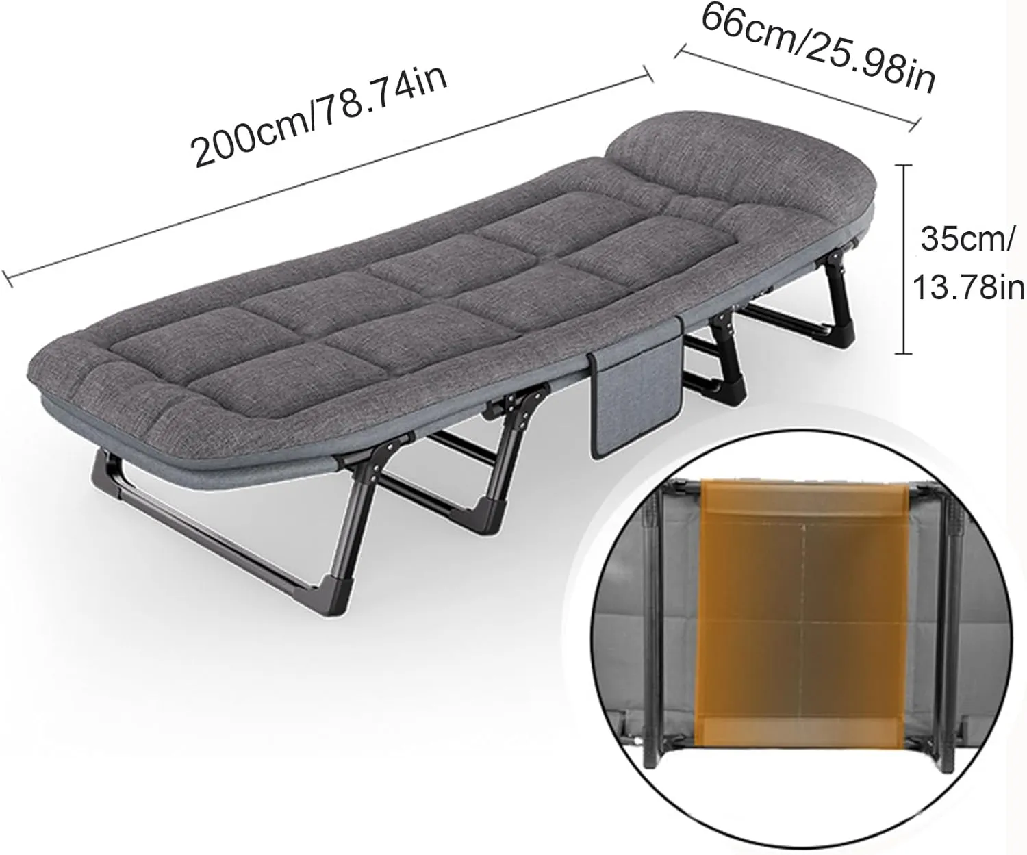 ZTGL A,200x66cm, Outdoor Folding Cot, Folding Camping Cot for Adults, Oversized Sleeping Cot with Mattress, Portable Sleeping Bed for Camp Office Use, Sunbathing Lounge Chairs