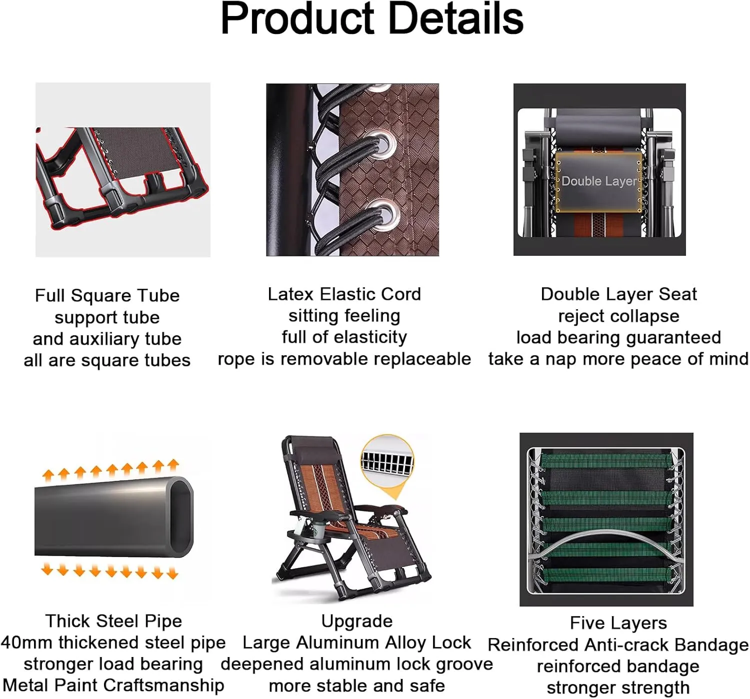 ZTGL D, Folding Camping Cot, Portable Sleeping Bed, Camping Lounge Chair, Outdoor Lightweight Bed, Office Nap Folding Lounge Chairs, Camping Cot for Adults